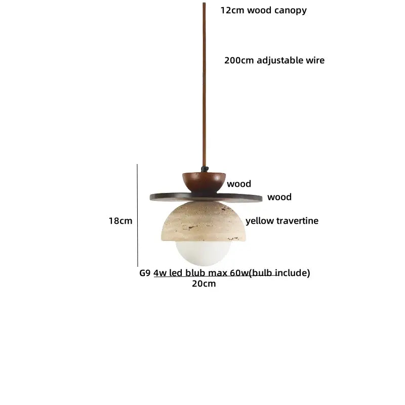 Modern travertine and wood led pendant lights bar kitchen decor