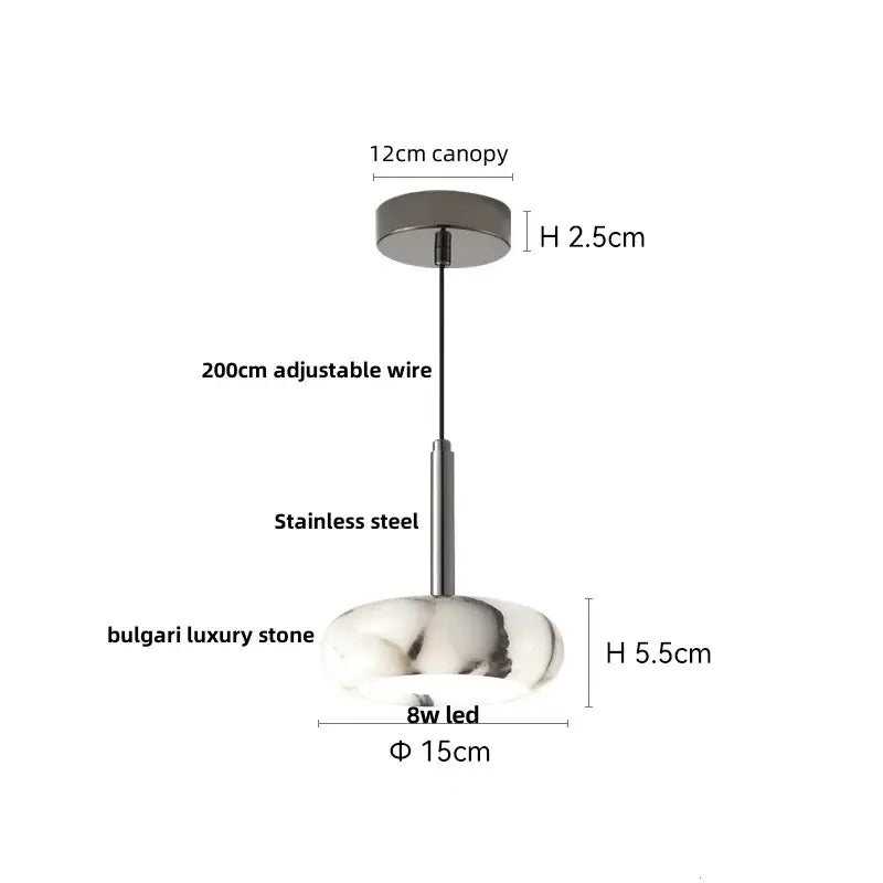 Modern beige marble led pendant lights dining room adjustable steel