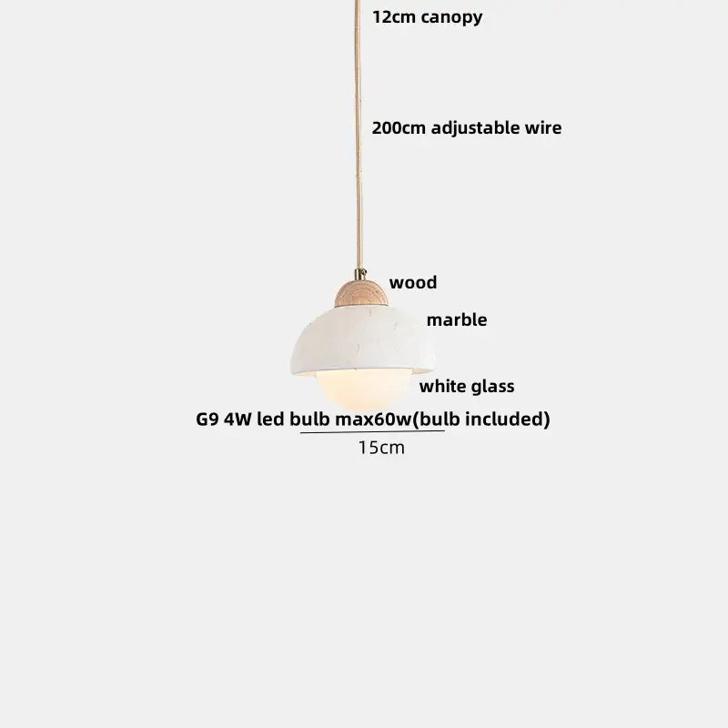 Modern beige marble led pendant lights dining room adjustable steel