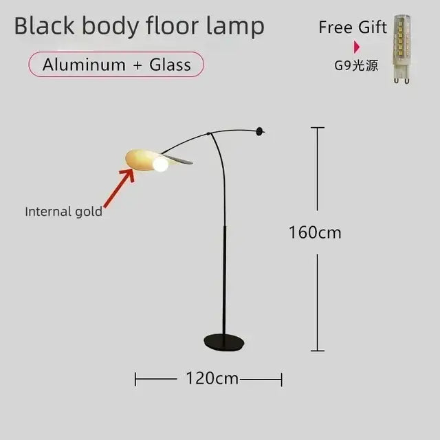 Modern black & gold led pendant lights living room leaf hanging lamp