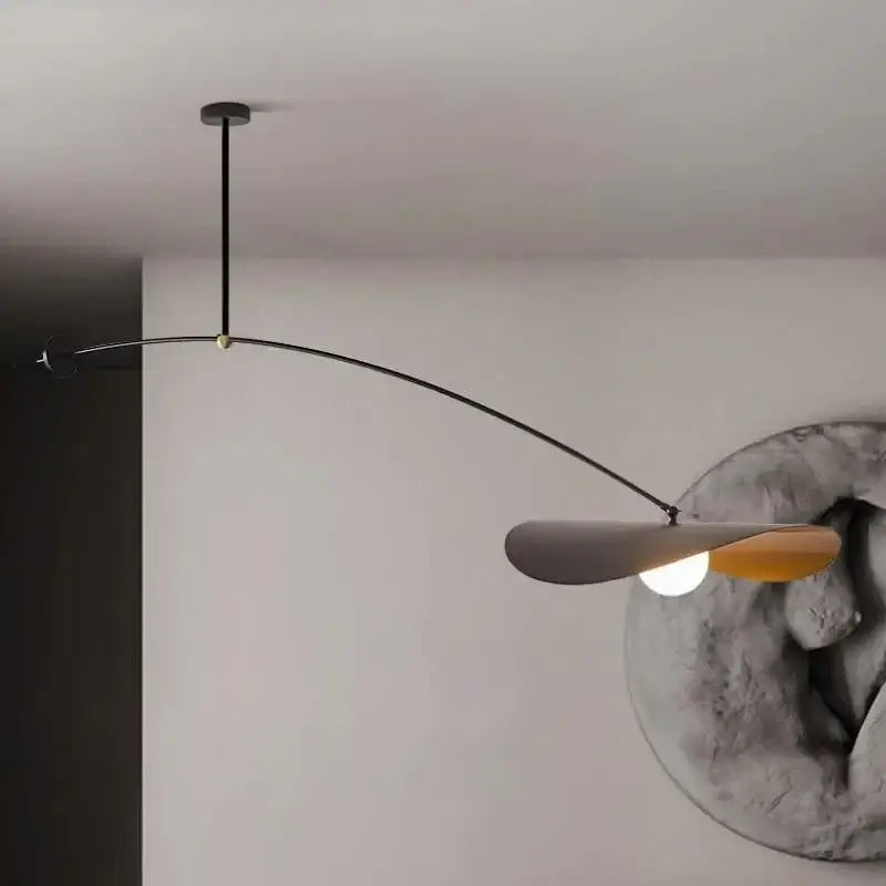 Modern black & gold led pendant lights living room leaf hanging lamp