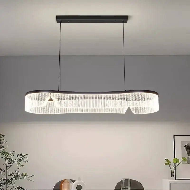 Modern oval black and crystal led pendant lights dining room