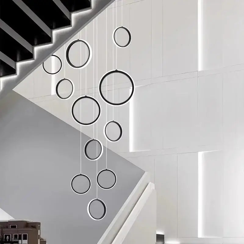Modern circular gold led pendant lights for dining room