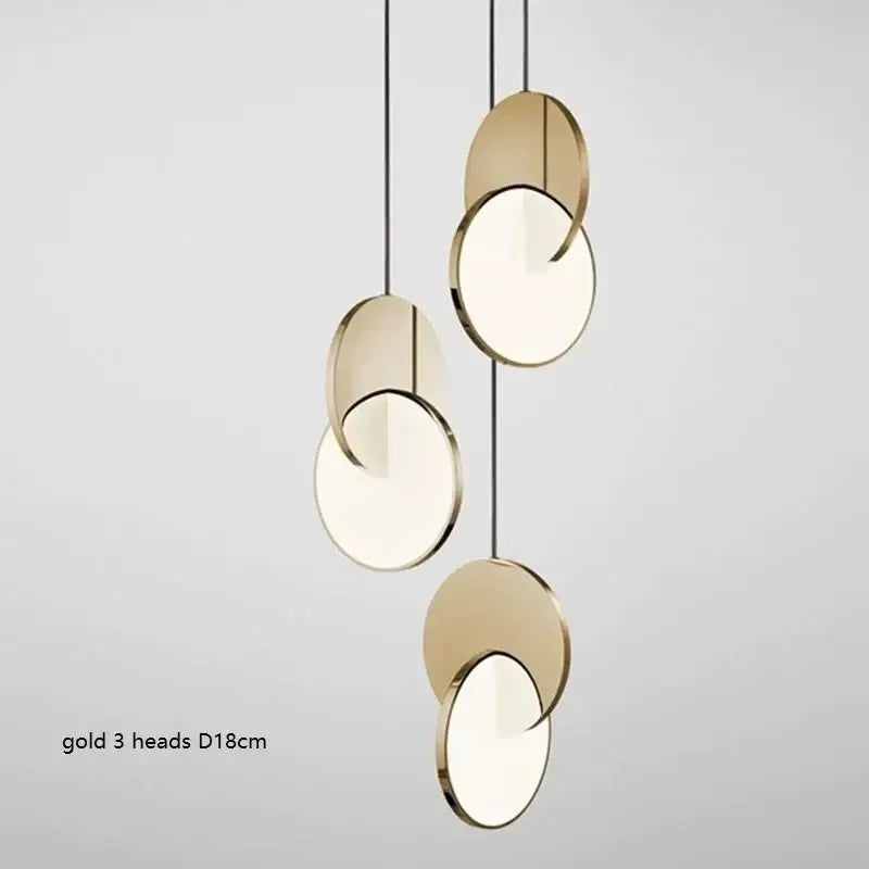 Modern gold led pendant ring light for dining room