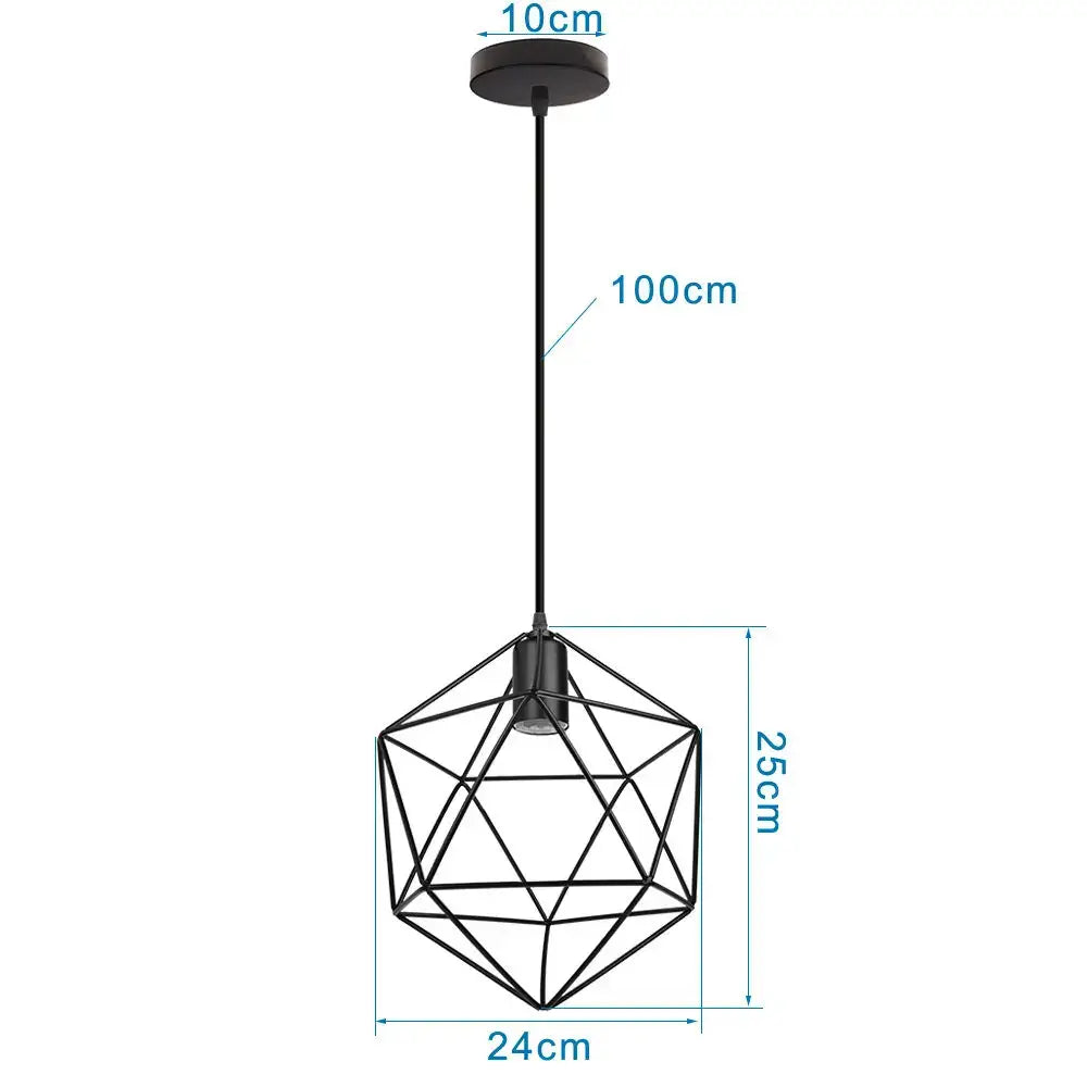 Industrial black metal cage led pendant lights kitchen hanging lamp