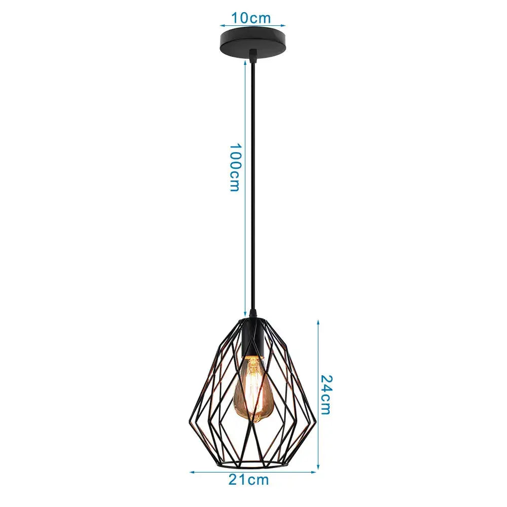 Industrial black metal cage led pendant lights kitchen hanging lamp
