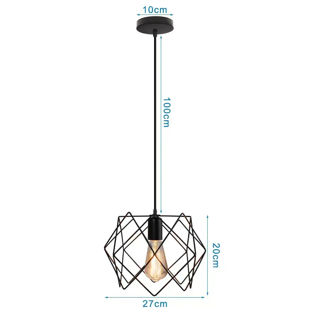 Industrial black metal cage led pendant lights kitchen hanging lamp