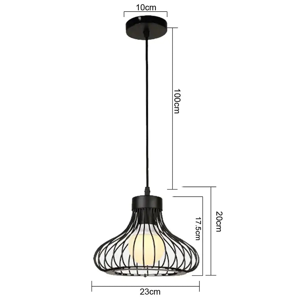 Industrial black metal cage led pendant lights kitchen hanging lamp