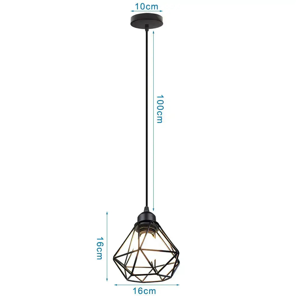 Industrial black metal cage led pendant lights kitchen hanging lamp