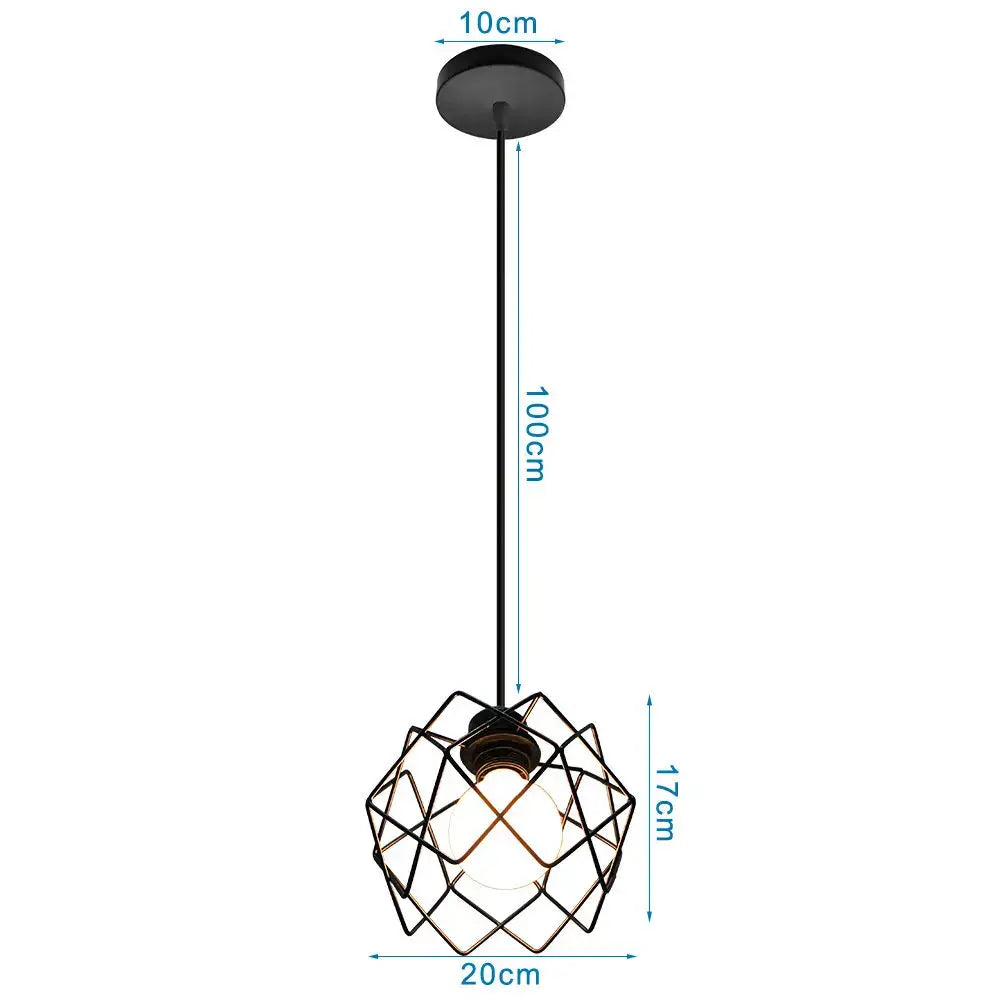 Industrial black metal cage led pendant lights kitchen hanging lamp