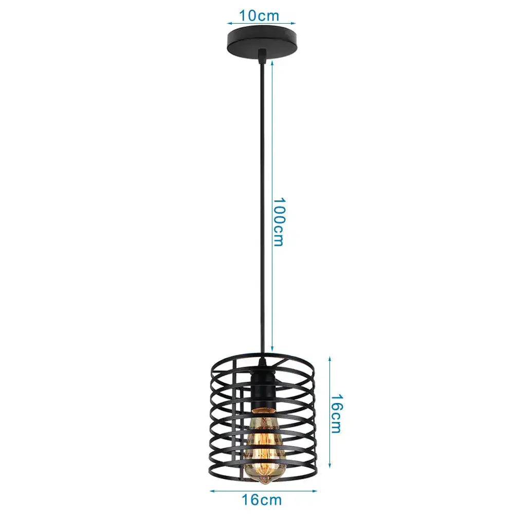 Industrial black metal cage led pendant lights kitchen hanging lamp