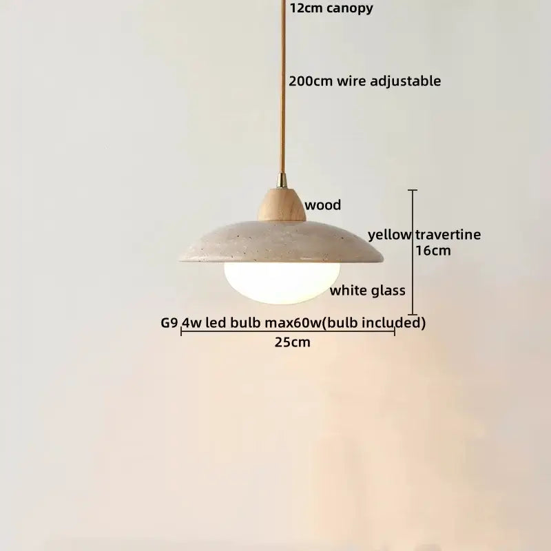 Beige stone and dark wood planet led pendant light bedroom