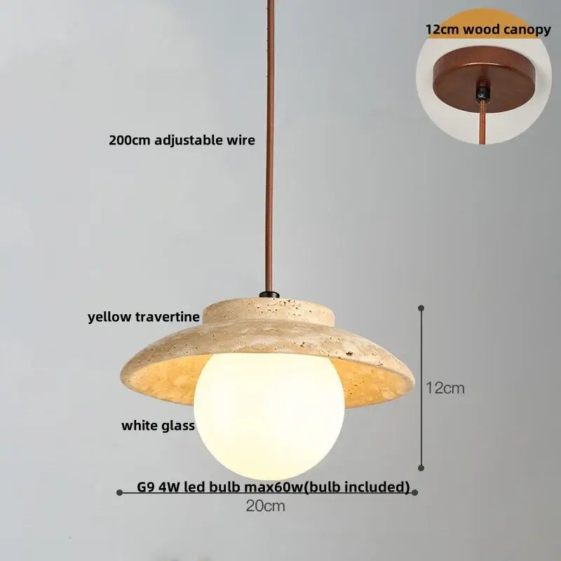 Beige stone and dark wood planet led pendant light bedroom
