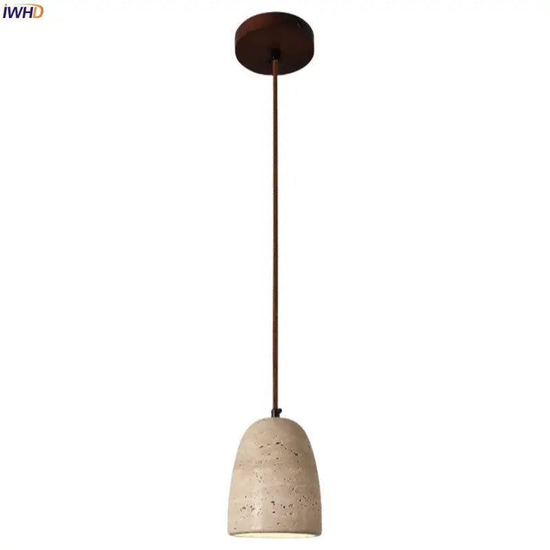 Minimalist beige concrete led pendant lights dining room wood mount