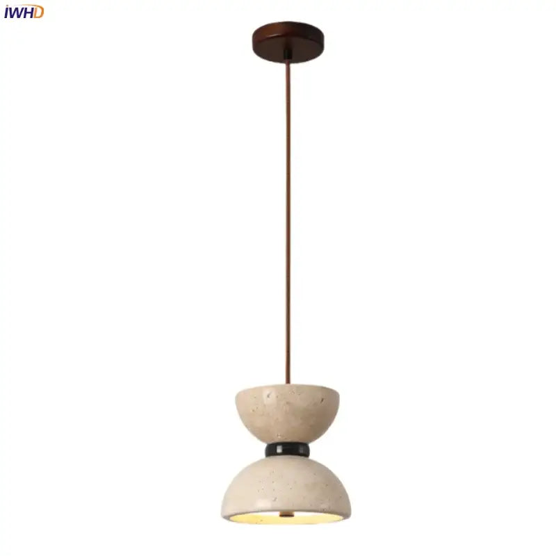 Vintage beige travertine led pendant lights kitchen stone lamp