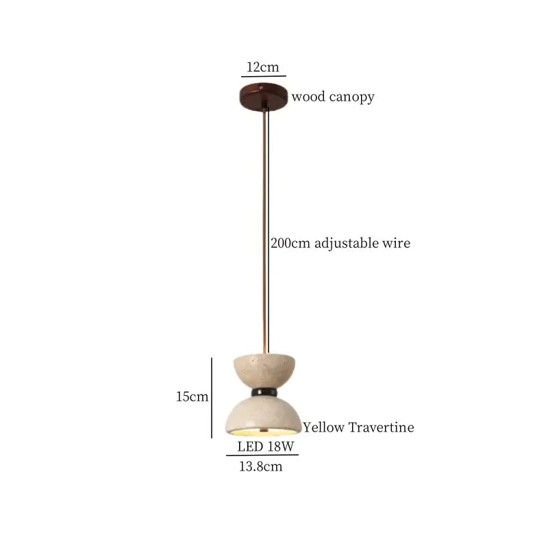 Vintage beige travertine led pendant lights kitchen stone lamp