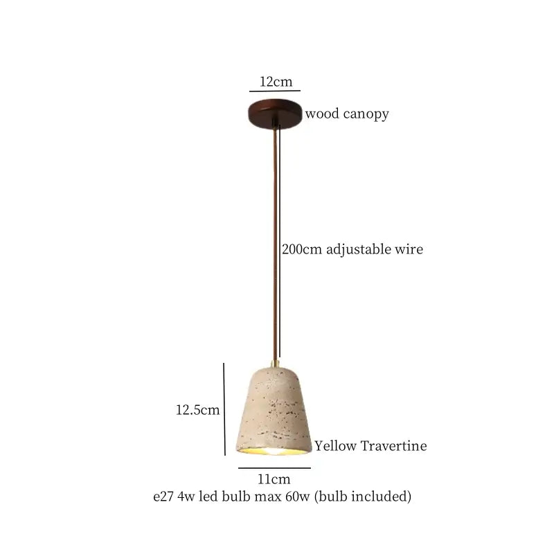 Vintage beige travertine led pendant lights kitchen stone lamp