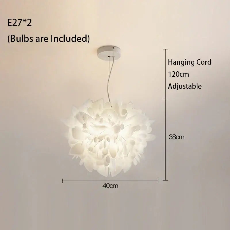 White fluffy cloud led petal ceiling chandelier bedroom light