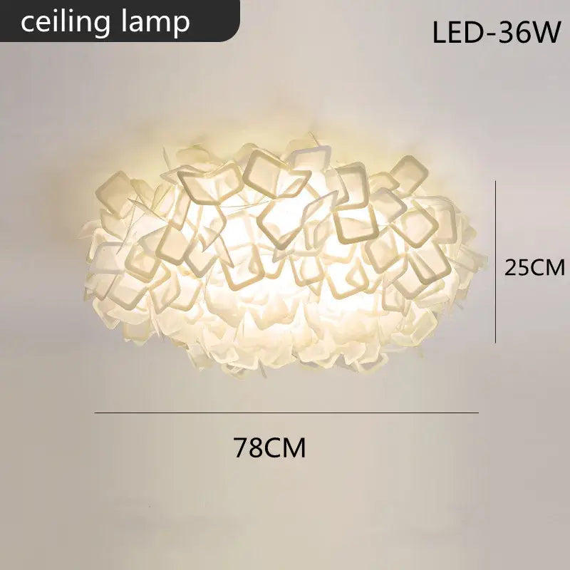White fluffy cloud led petal ceiling chandelier bedroom light