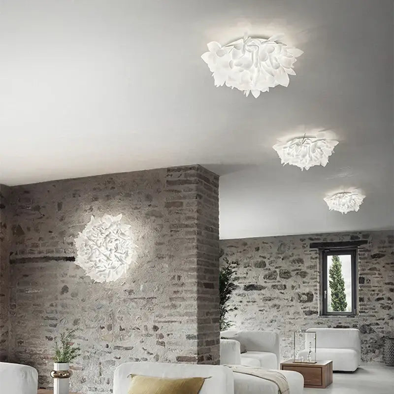 White fluffy cloud led petal ceiling chandelier bedroom light