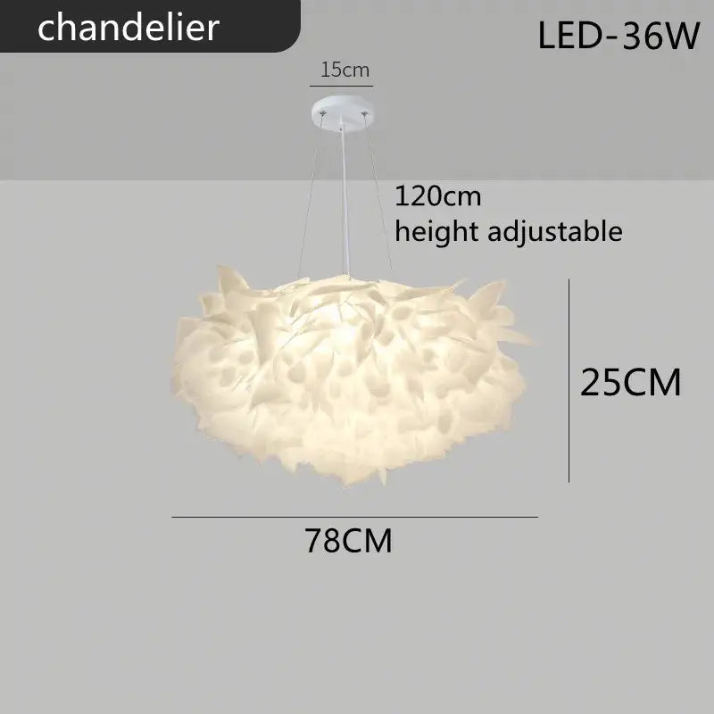 White fluffy cloud led petal ceiling chandelier bedroom light
