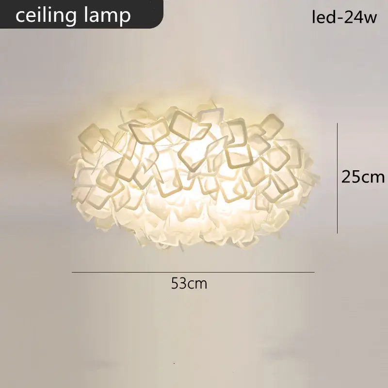 White fluffy cloud led petal ceiling chandelier bedroom light