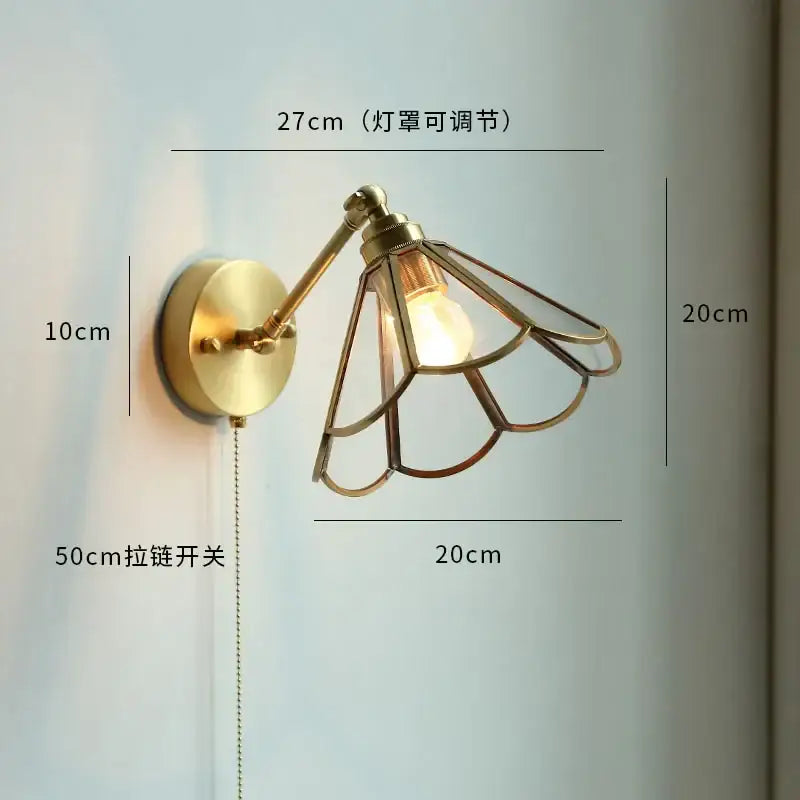 Pink cherry blossom led petal wall sconce bedroom pull chain light