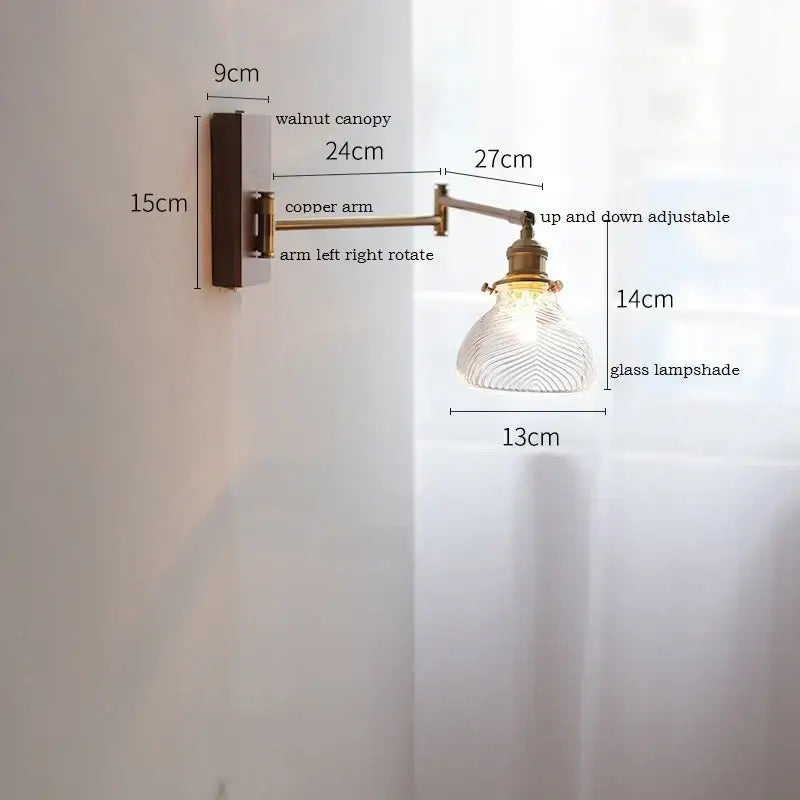 Modern brass led pull chain wall lamp with pleated shade bedroom