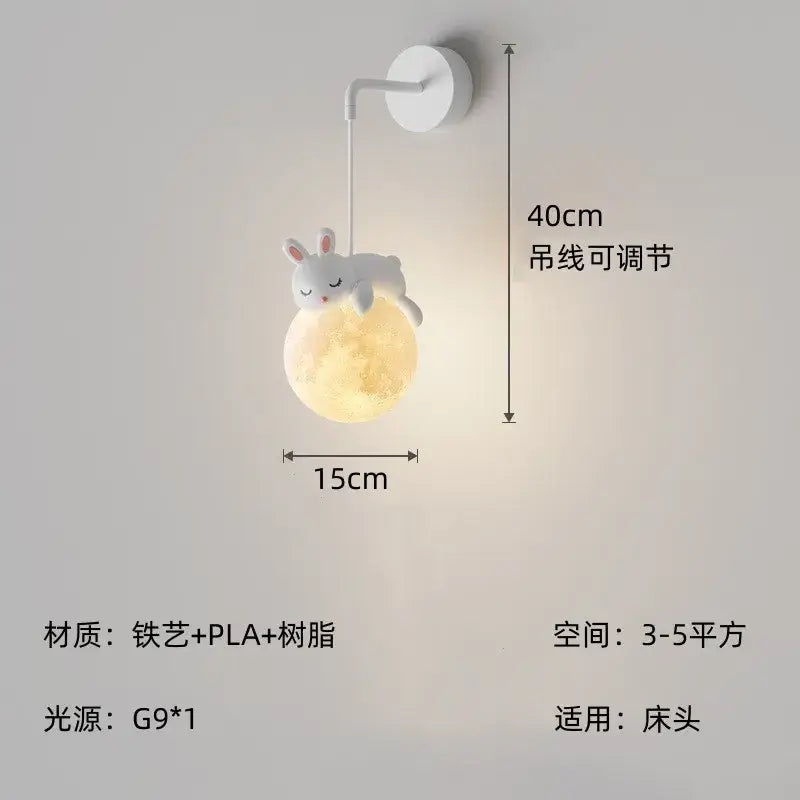 Cute white polar bear rabbit chandelier pendant light bedroom