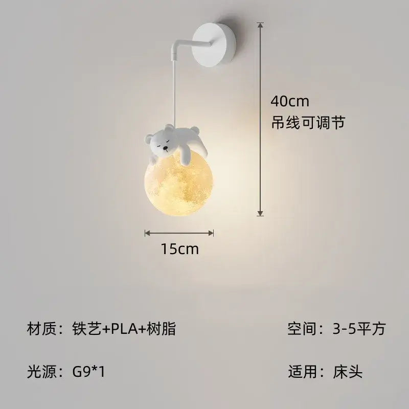 Cute white polar bear rabbit chandelier pendant light bedroom