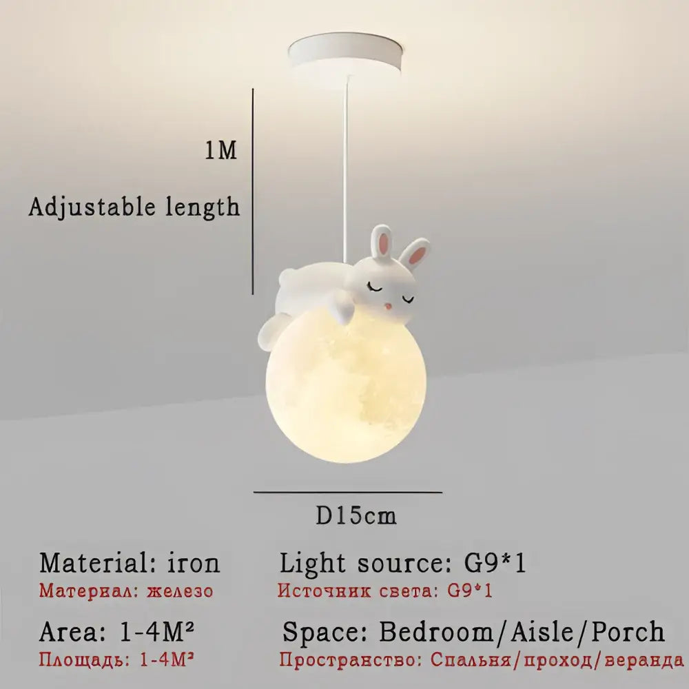 Cute white polar bear rabbit chandelier pendant light bedroom