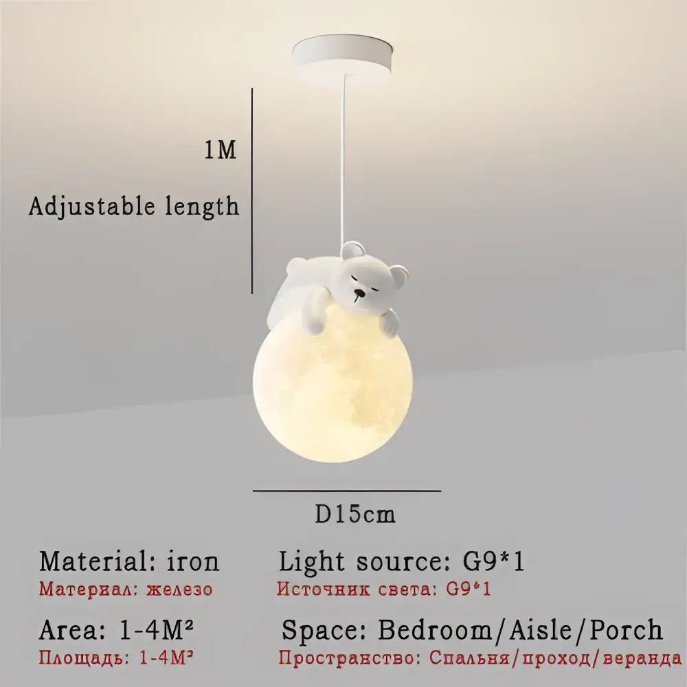 Cute white polar bear rabbit chandelier pendant light bedroom