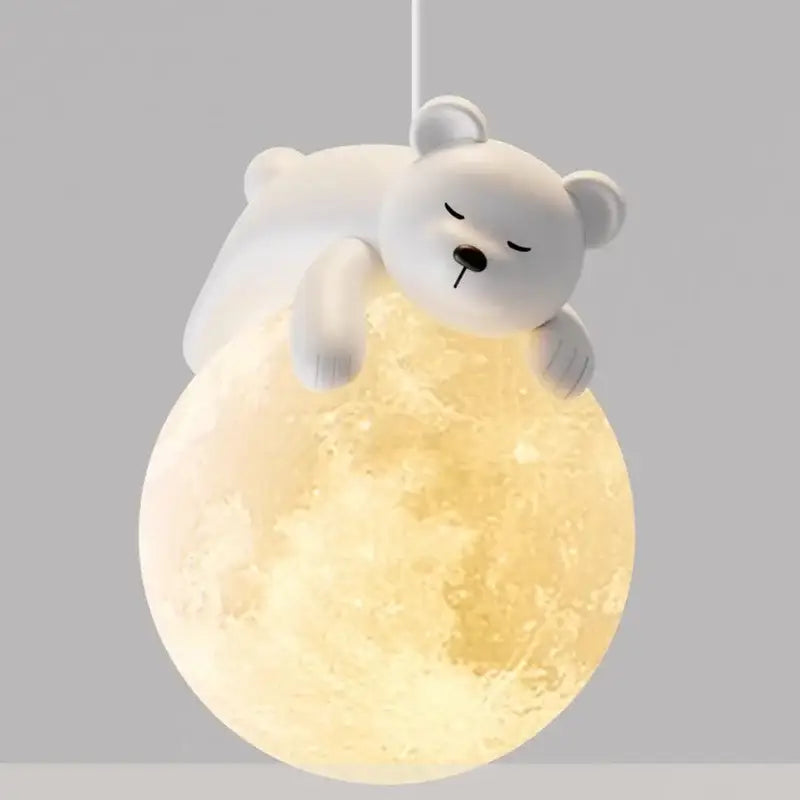 Cute white polar bear rabbit chandelier pendant light bedroom