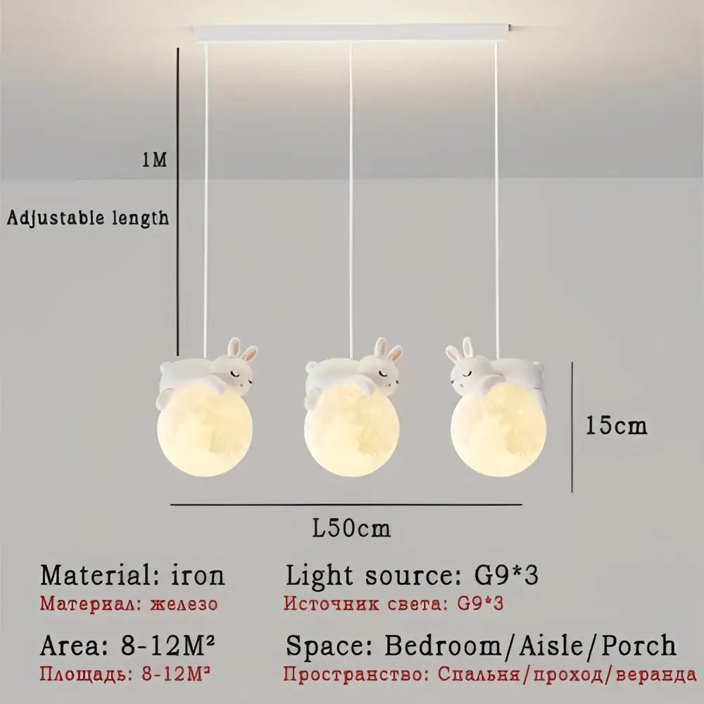 Cute white polar bear rabbit chandelier pendant light bedroom