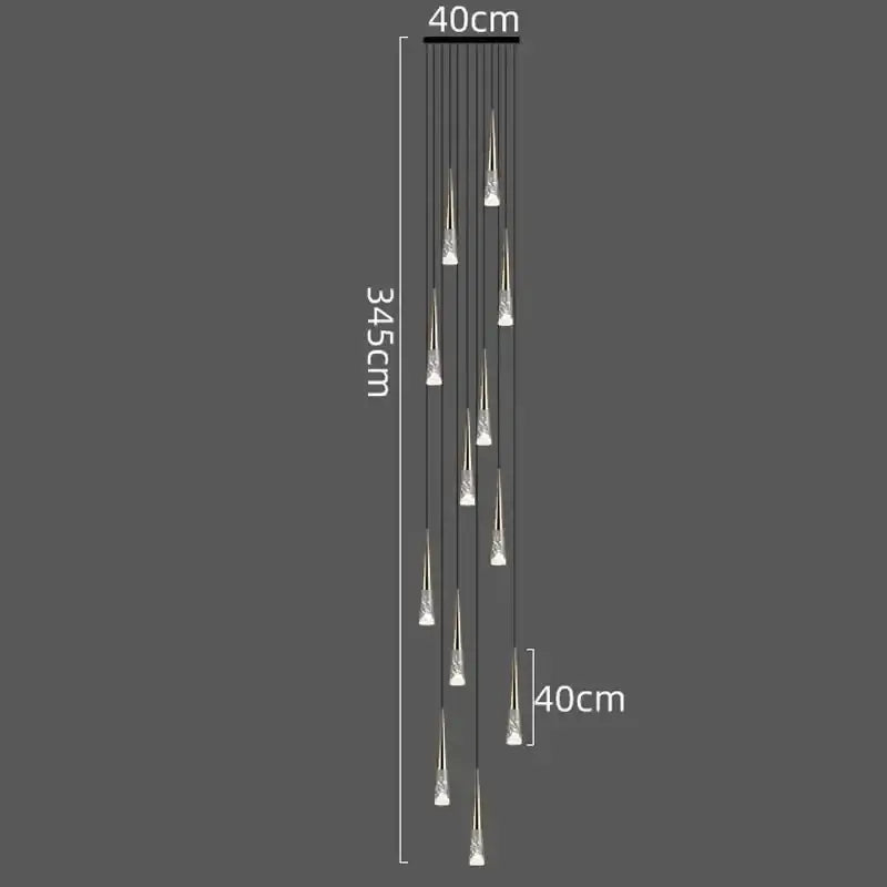 Modern black and clear led rain drop chandelier – staircase pendant light