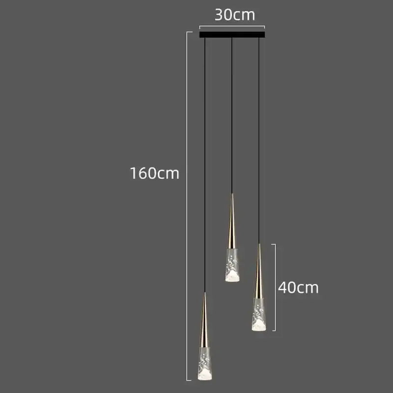 Modern black and clear led rain drop chandelier – staircase pendant light