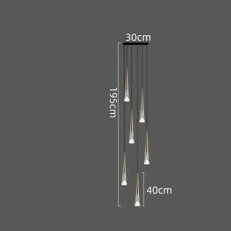 Modern black and clear led rain drop chandelier – staircase pendant light