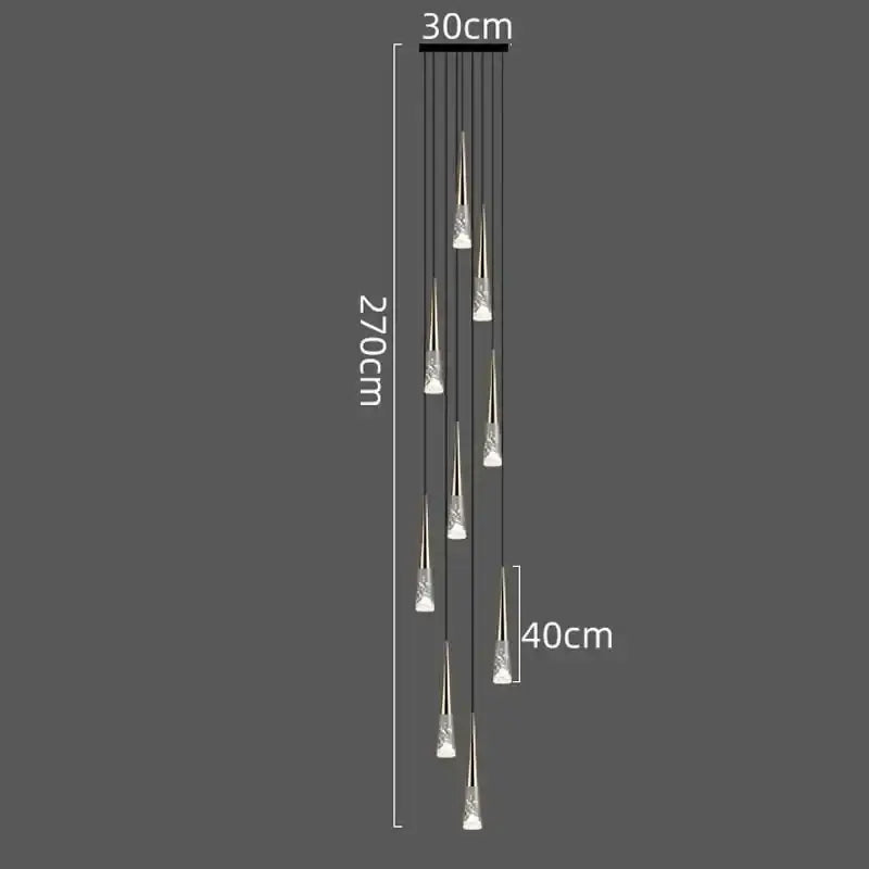 Modern black and clear led rain drop chandelier – staircase pendant light