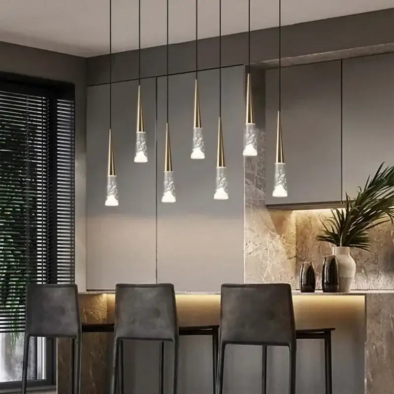 Modern black and clear led rain drop chandelier – staircase pendant light