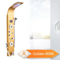 Gold led rain shower system with massage jet and bidet for bathroom