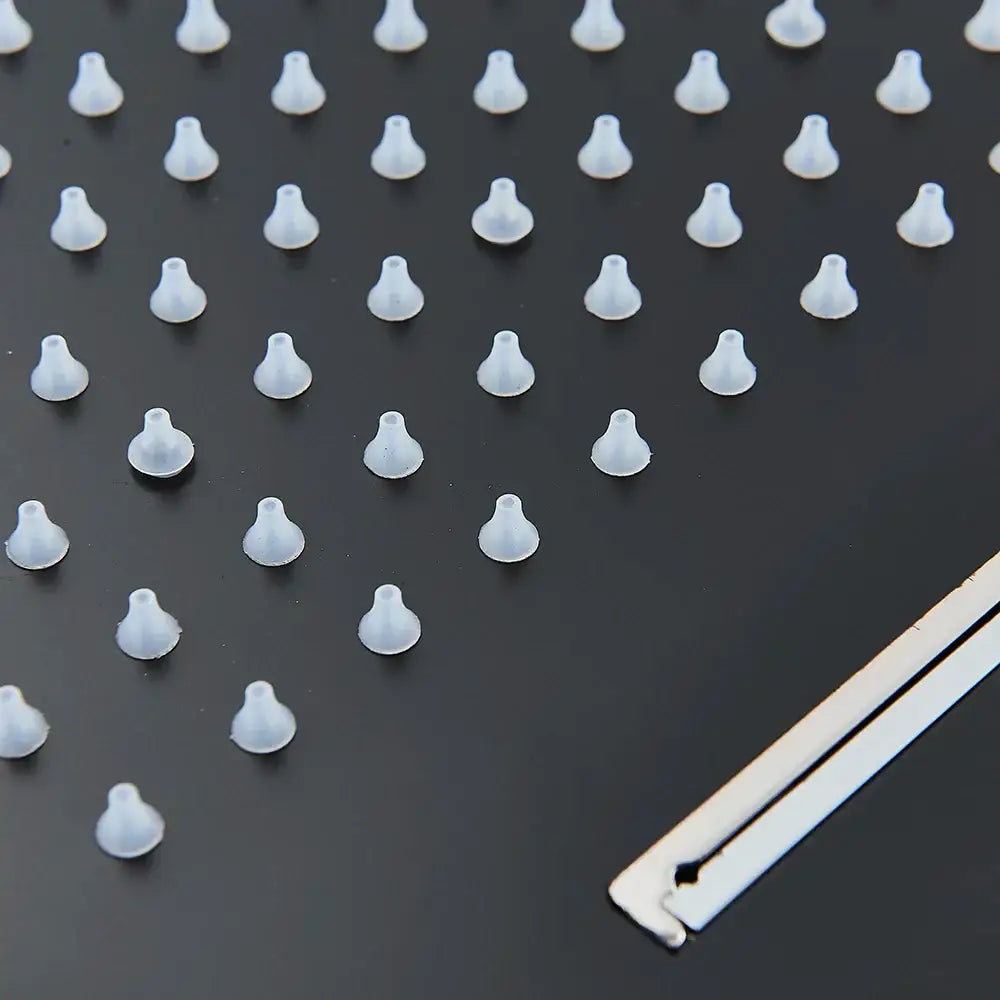 Modern black rain waterfall shower head bathroom blue led lights