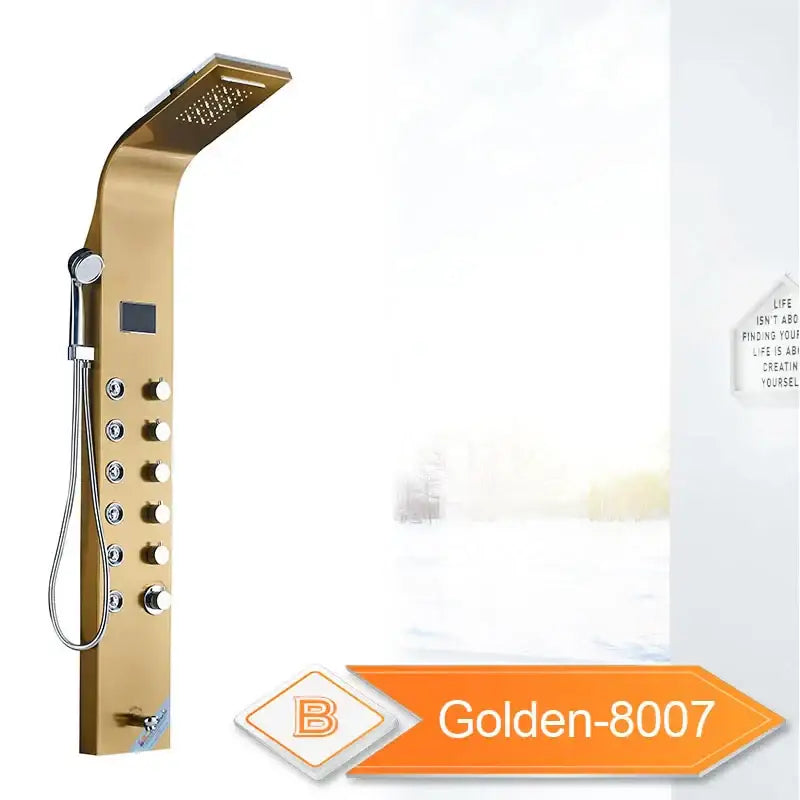 Silver rainfall led shower panel with bidet sprayer for bathroom