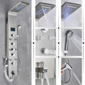 Modern black rainfall shower panel with led temperature screen bathroom