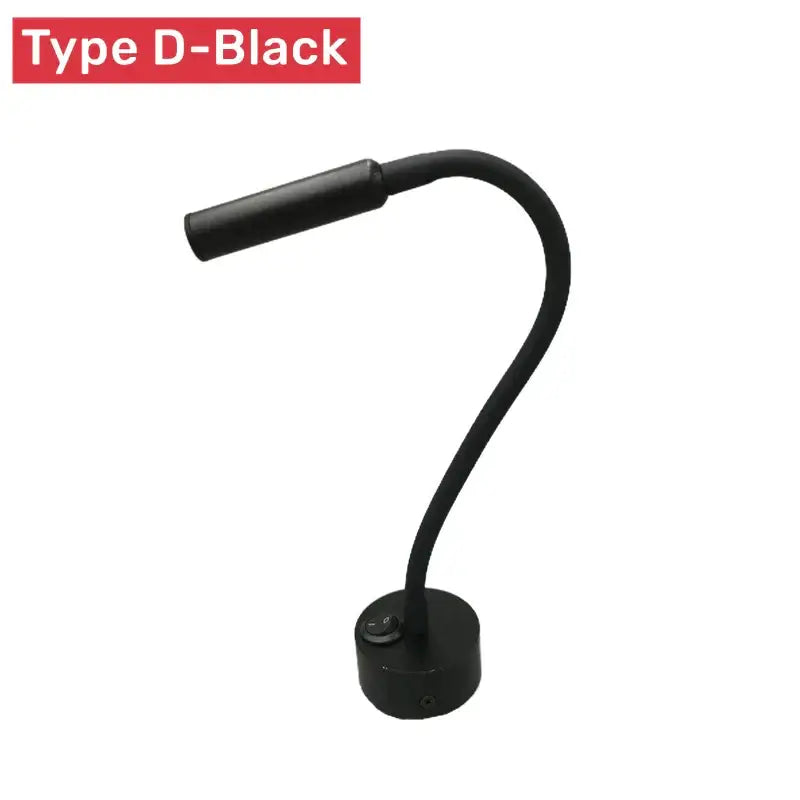 Flexible black & white led reading wall lamp for bedroom study