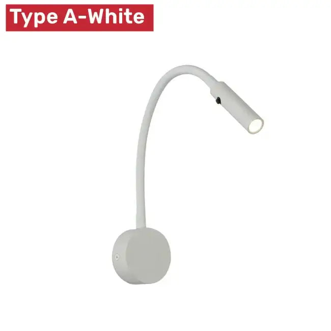 Flexible black & white led reading wall lamp for bedroom study