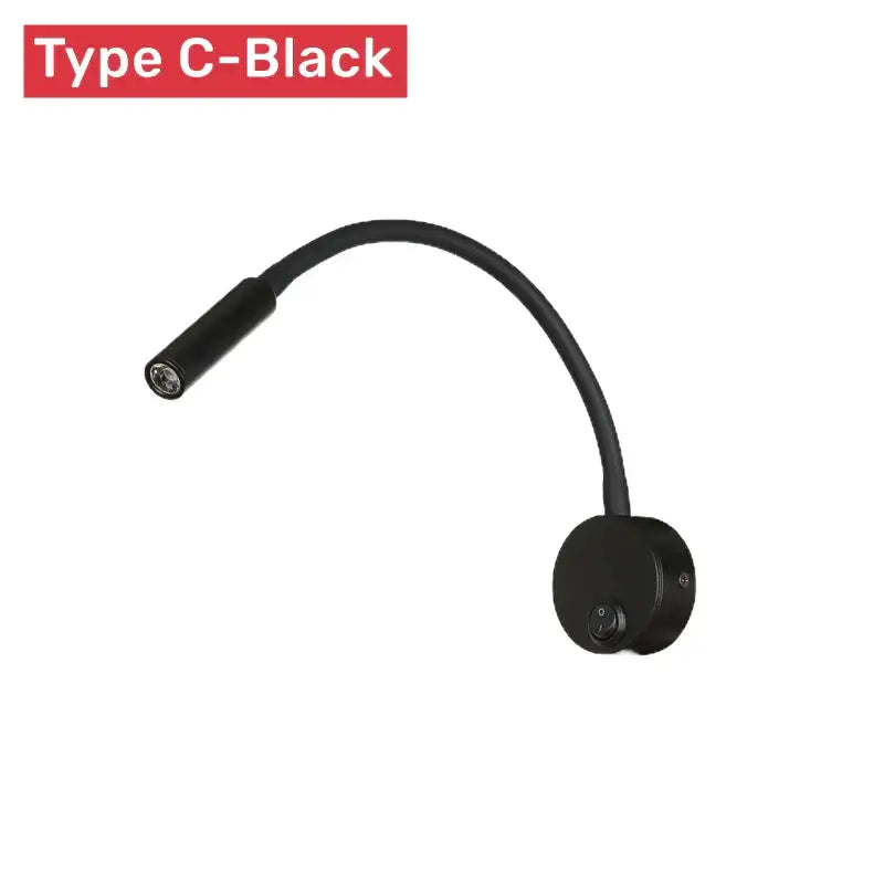 Flexible black & white led reading wall lamp for bedroom study