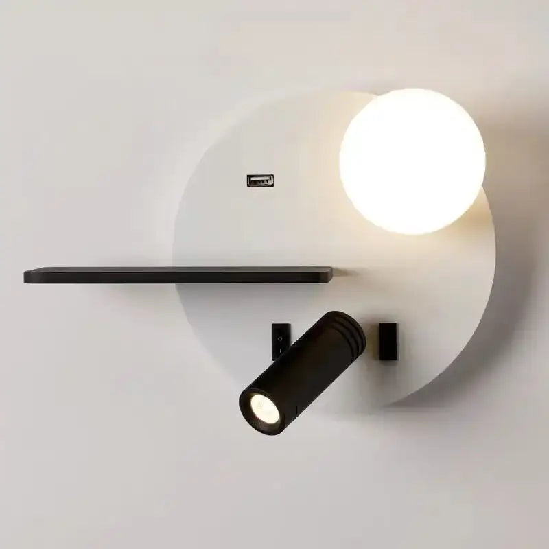 Modern black & white decorbites led reading wall lamp bedroom storage
