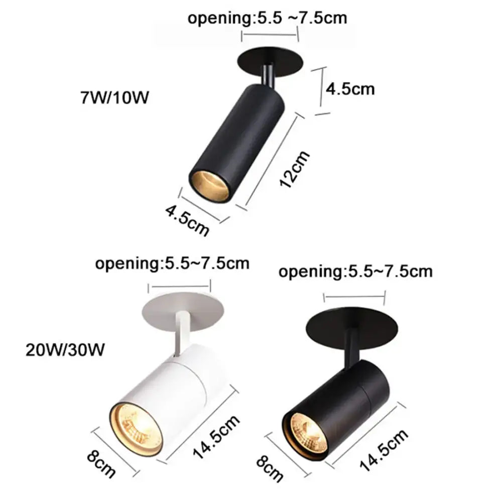 Modern cylindrical black & white led recessed ceiling lights kitchen