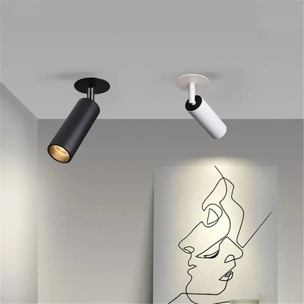 Modern cylindrical black & white led recessed ceiling lights kitchen