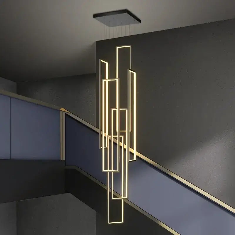 Modern gold decorbites led rectangle staircase chandelier living room